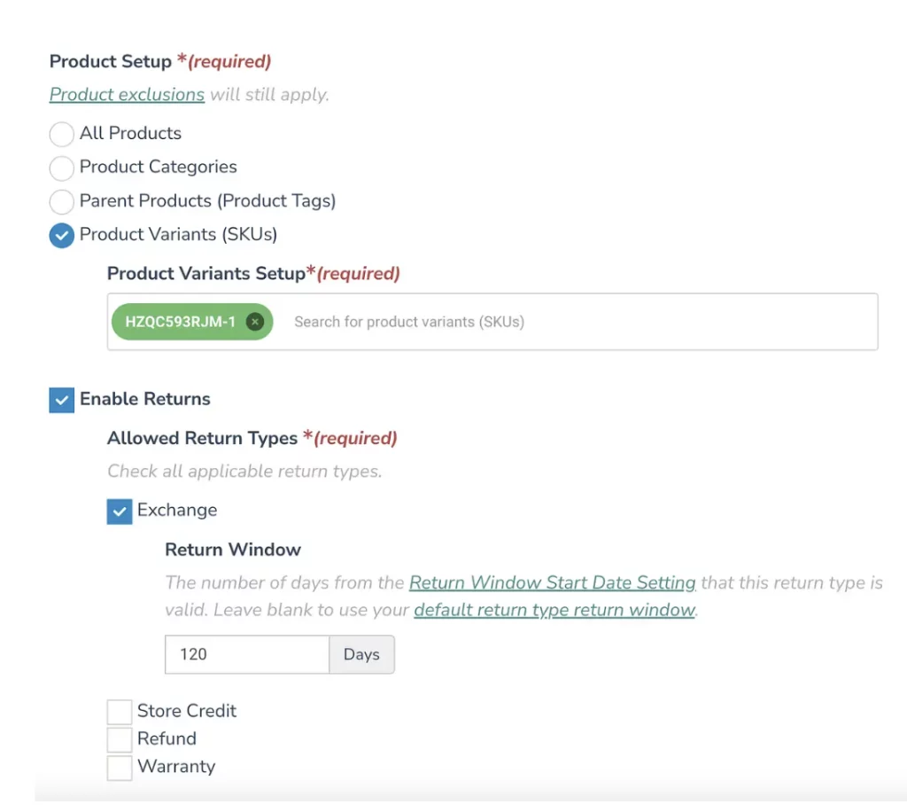 multiple return policies on the policy level